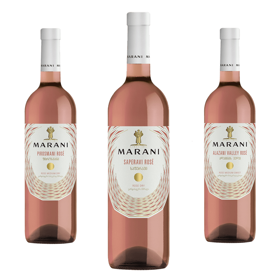 Gruzínská růžová vína Marani Pirosmani Rosé, Saperavi Rosé a Alazani Valley Rosé pro milovníky vína z Gruzie