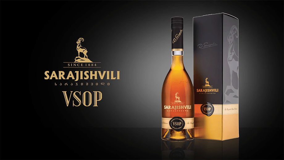 Gruzínský likér Sarajishvili VSOP z Gruzie v elegantní lahvi s dárkovým balením pro milovníky kvalitního alkoholu