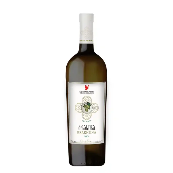 Krakhuna je gruzínské bílé víno z oblasti Imereti, vyrobené z pozdně dozrávající odrůdy hroznů. Má vysoký obsah alkoholu, slámově žlutou barvu se zlatými odlesky a výrazné aroma zralého ovoce a medu. Toto plné víno má velký potenciál pro zrání, což z něj činí skvělou volbu pro archivaci nebo jako výjimečný dárek pro milovníky vína.