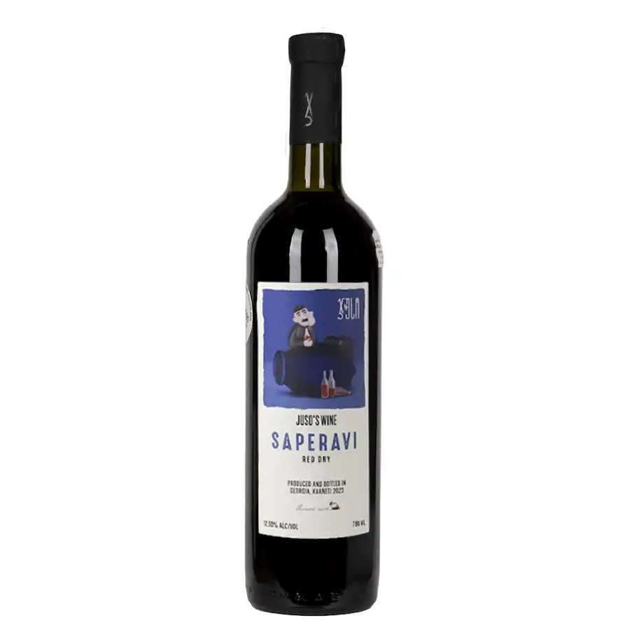 Juso Saperavi Qvevri Natural wine - 2023 - 0,75 l Saperavi Qvevri from Juso’s Winery - natural, unfiltered red wine aged in clay vessels. Deep, bold, and authentic. Juso Saperavi Kvevri gruzínské naturální červené suché víno bohaté na taniny